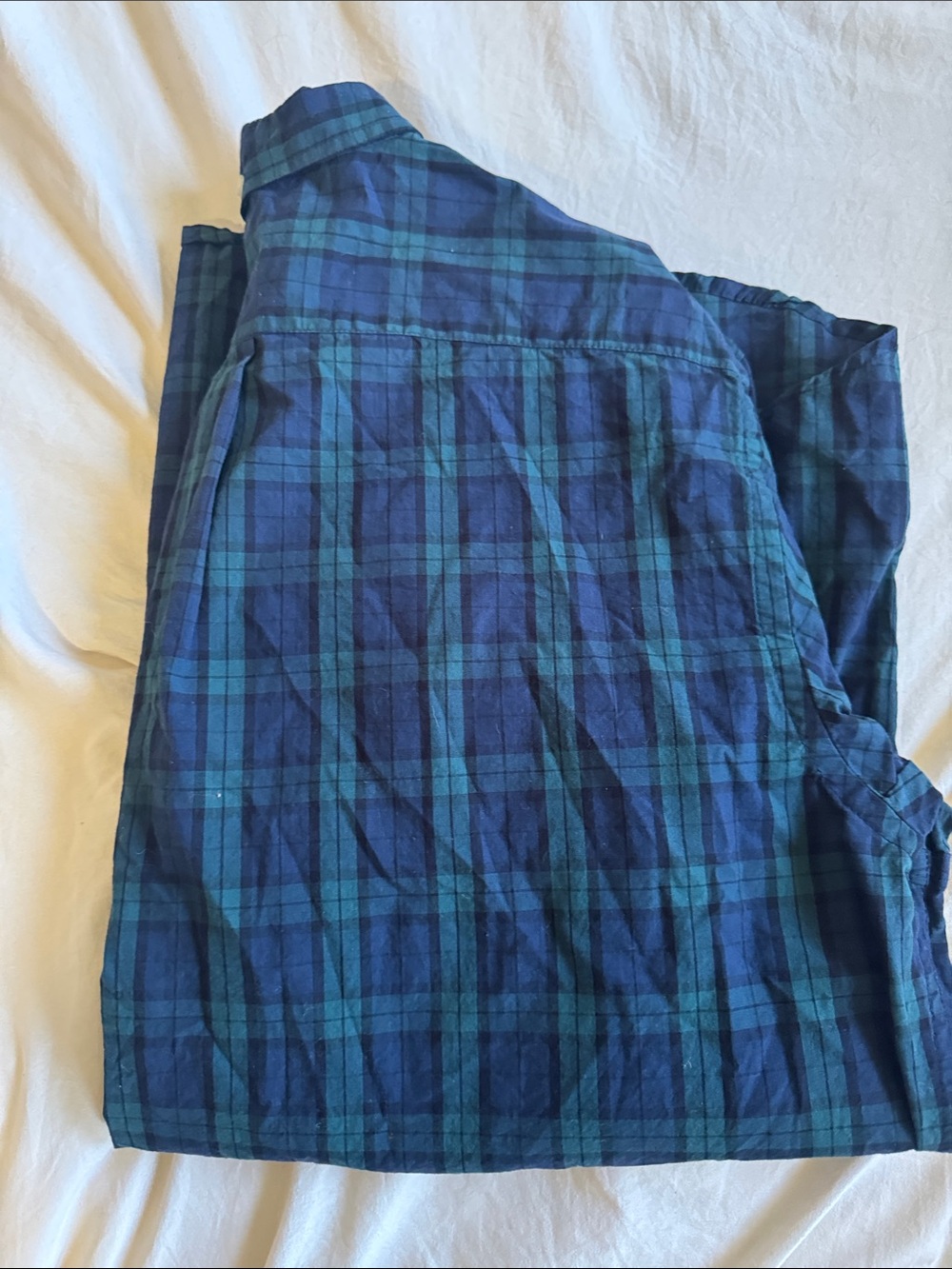 Old Navy Blue and Green Plaid Button-Down Shirt